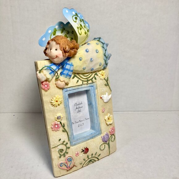 Vintage Elizabeth Andrews Angel Flower Resin Photo Picture Frame Ladybug Dove - Picture 5 of 10